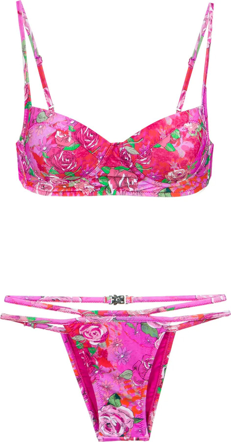 AMIR SLAMA Rose Print Bikini Set