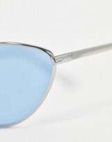 Thumbnail for your product : Jeepers Peepers cat eye sunglasses with silver frame and blue lens
