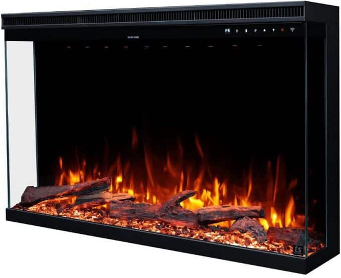 TOUCHSTONE HOME PRODUCTS Sideline Forte Infinity Pro 40 in. 3-Sided Wall Mount or Recessed Electric Fireplace in Black with Fire Crackle Sound