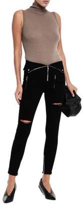 RtA Fold-over Distressed High-rise Skinny Jeans