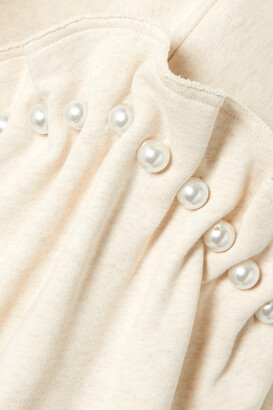 Mother of Pearl + Net Sustain Faux Pearl-embellished Organic Cotton-jersey Turtleneck Sweatshirt - Ecru
