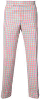 Thumbnail for your product : Thom Browne Mid-Rise Unconstructed Backstrap Trouser In Hopsack Check Double Woven Wool Crepe With Red, White And Blue Stripe Back