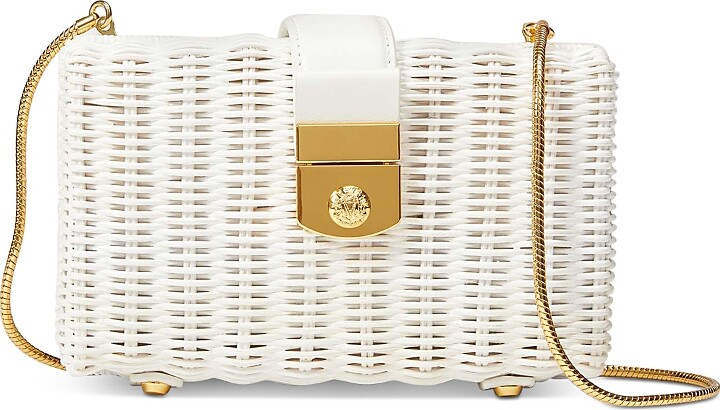 Veronica Beard Lock Box Wicker Clutch Bag