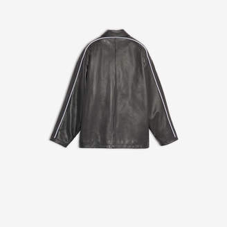 Balenciaga Snapped Jacket in black grained leather