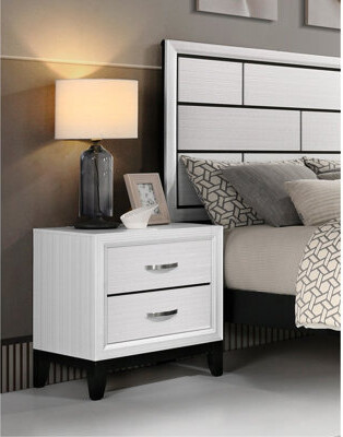 Lark Manor Modern Contemporary White Finish Storage Nightstand Of 2X Drawers 1Pc Wooden Bedroom Furniture