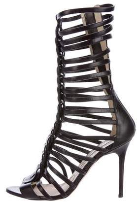 Brian Atwood Leather Cutout Ankle Boots