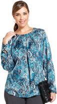 Thumbnail for your product : Jones New York Collection Plus Size Snakeskin-Print Blouse