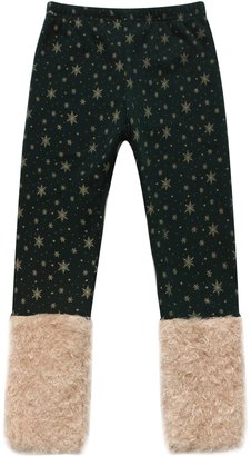 Richie House Girls' Pants with Gold Snowflakes and Fluffy Cuffs RH0886-A-4/5