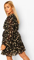 Thumbnail for your product : boohoo Plus Ruffle Hem Floral Mini Dress