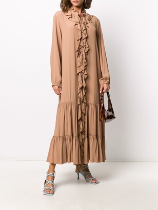 Semi-Couture Frilled-Trim Midi Dress