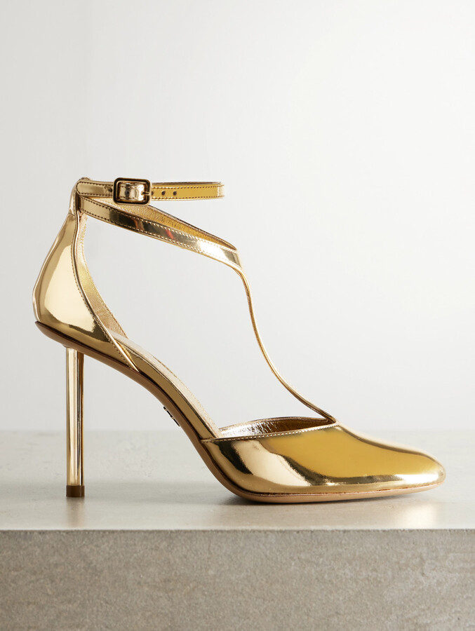 Ferragamo Lysandra Metallic Patent-leather Pumps - Gold