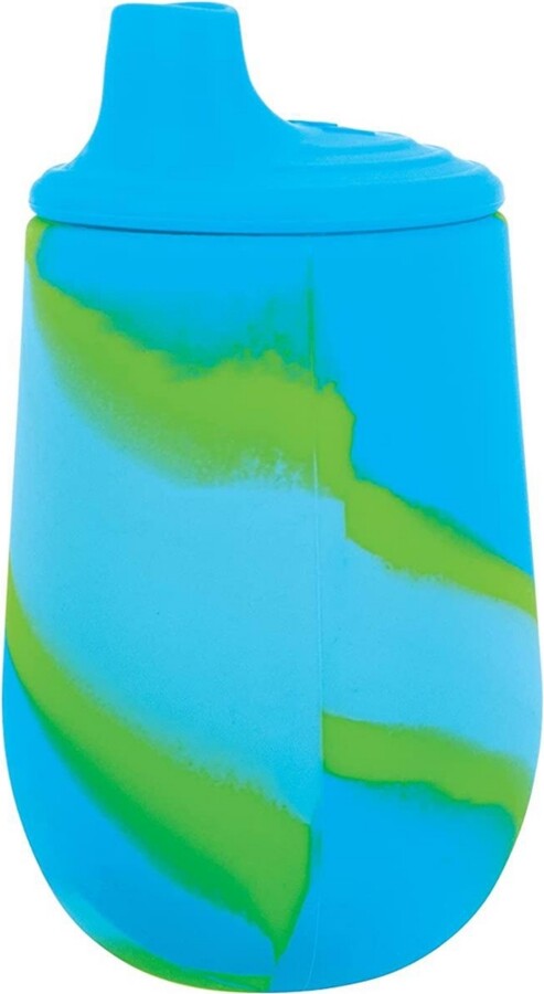 Nuby Silicone Tie-dye Baby First Training Cup, 6oz, Blue/Green