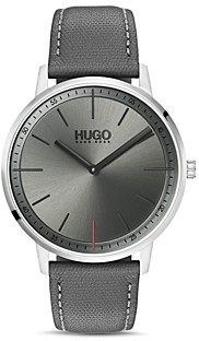 HUGO BOSS #Exist Gray Leather Watch, 40mm