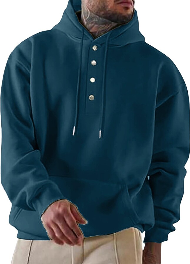 COOFANIN Men Hoodies Men Fuzzy Sherpa Pullover Sweatshirts Winter