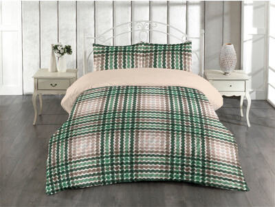 Ambesonne Geometric Duvet Cover Set Wave Pattern Cottagecore Jade Green Pale Salmon