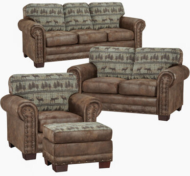 American Furniture Classics Deer Teal 4 Piece Living Room Set