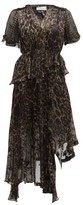 Thumbnail for your product : Preen by Thornton Bregazzi Esther V-neck Leopard Print Devore Dress - Leopard