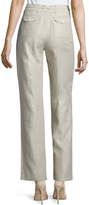 Thumbnail for your product : Neiman Marcus Straight-Leg Drawstring-Waist Linen Pants, Natural, Women's