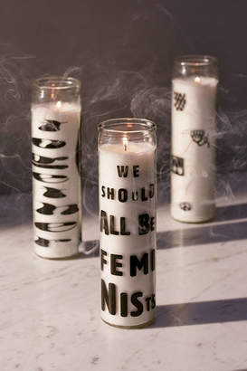 Urban Outfitters We Should All Be Feminists Glass Pillar Candle
