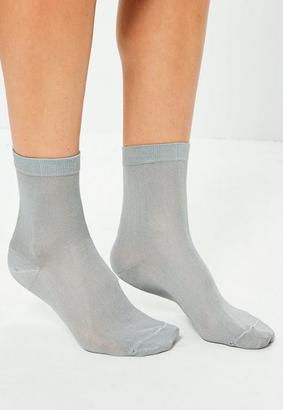 Missguided Grey Slinky Ankle Socks