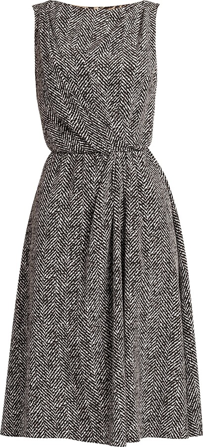 Dolce & Gabbana Women's Italian Tailoring Herringbone Stretch Crepe Midi-Dress - Chevron Bco Nero - Size 0