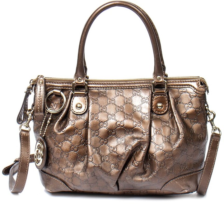 Gucci Metallic Brown Guccissima Leather Sukey Top Handle Bag ShopStyle