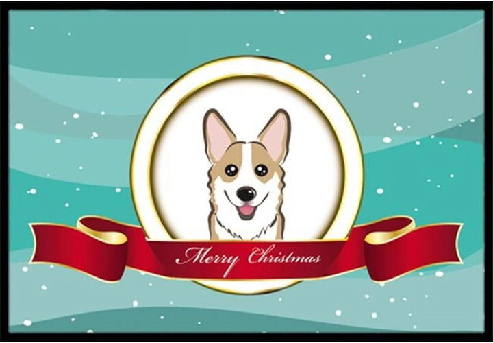 Caroline's Treasures BB1563MAT Sable Corgi Merry Christmas Door Mat, Indoor Rug or Outdoor Welcome Mat 18x27 Doormat ,