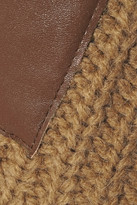 Thumbnail for your product : MICHAEL Michael Kors Faux leather-trimmed ribbed-knit poncho