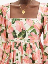 Thumbnail for your product : Agua by Agua Bendita Agua By Avena Square-neck Printed Cotton Poplin Mini Dress - Pink Multi