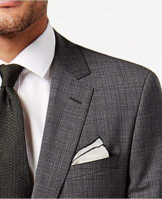 HUGO BOSS Men's Slim-Fit Dark Charcoal Plaid Suit