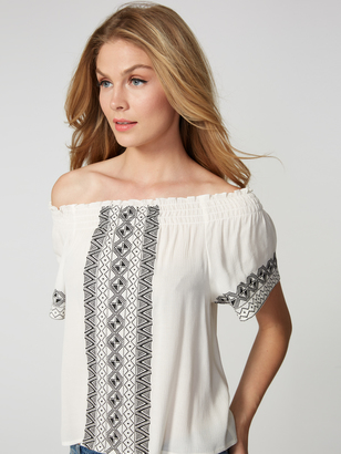 525 America Embroidered Off The Shoulder Top