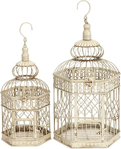 Deco 79 Metal Bird Cage, 21-Inch and 18-Inch, Set of 2