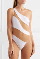 Thumbnail for your product : Norma Kamali Mio One-shoulder Mesh-paneled Swimsuit - White