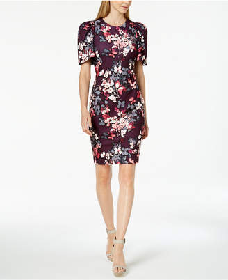 Calvin Klein Floral Puff-Sleeve Sheath Dress