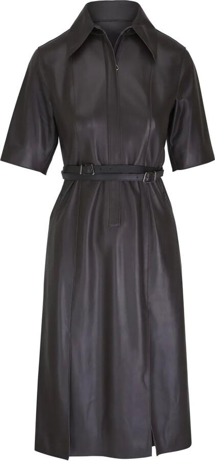 Akris Leather Midi Dress