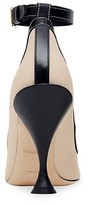 Thumbnail for your product : Burberry Brecon Ankle-Strap Colorblock Canvas & Leather Pumps