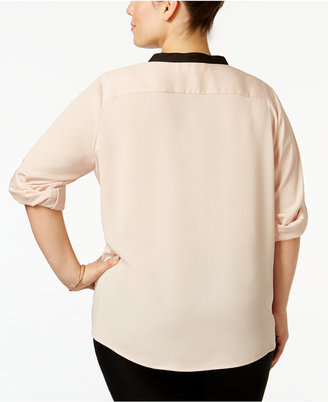 Calvin Klein Size Front-Zip Blouse