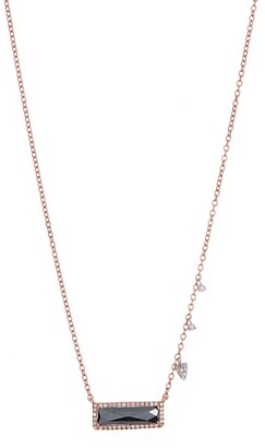 Meira T 14K Rose Gold Hematite & Pave Diamond Bar Pendant Necklace