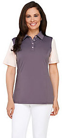 Denim & Co. Active/Golf Color-Block Polo Short Sleeve Top