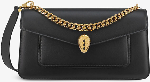 Bvlgari Womens Black Serpenti East-West Maxi Chain Shoulder Bag 1 Size