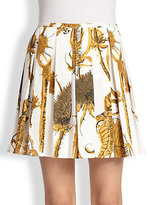 Thumbnail for your product : RED Valentino Pleated Thistle-Print Mini Skirt