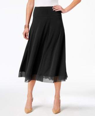 JM Collection Petite Mesh-Hem A-Line Skirt, Created for Macy's