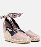 Thumbnail for your product : Valentino Garavani Rockstud Double leather wedge espadrilles