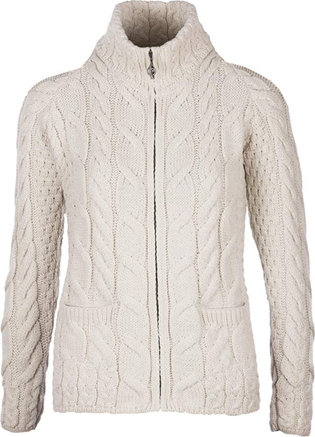 Aran Mills Ladies Zip Up Merino Wool Cardigan Cream Large ShopStyle