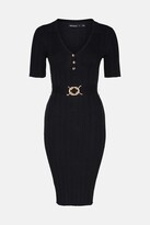 Thumbnail for your product : Karen Millen Linen Rib Knit Collared Dress