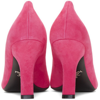 Prada Pink Suede Curved Heels