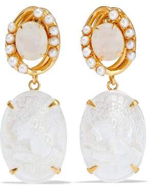 Bounkit Convertible Gold-tone, Moonstone And Freshwater Pearl Earrings