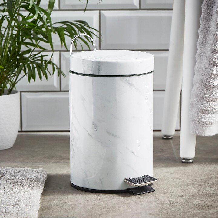 Dunelm Marble Effect 3L Pedestal Bin White ShopStyle Bath Accessories