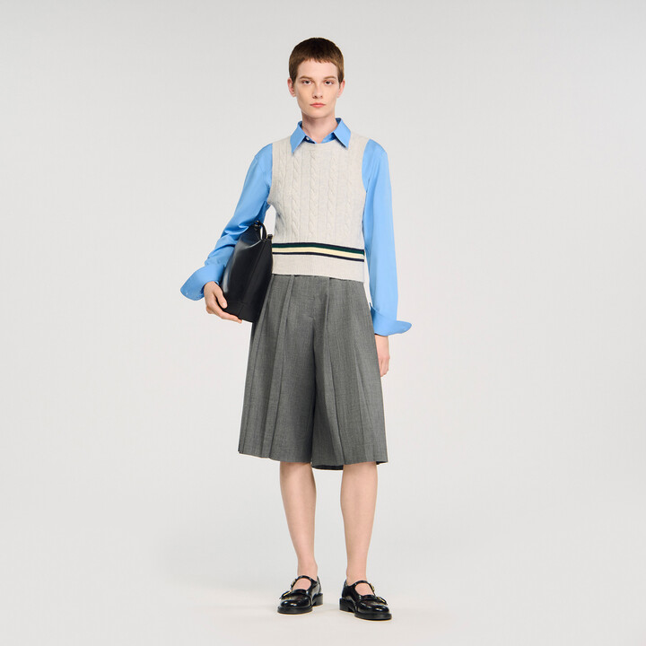 Sandro Sleeveless cropped cable knit sweater