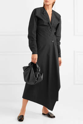 Lemaire Asymmetric Cotton-poplin Midi Dress - Black